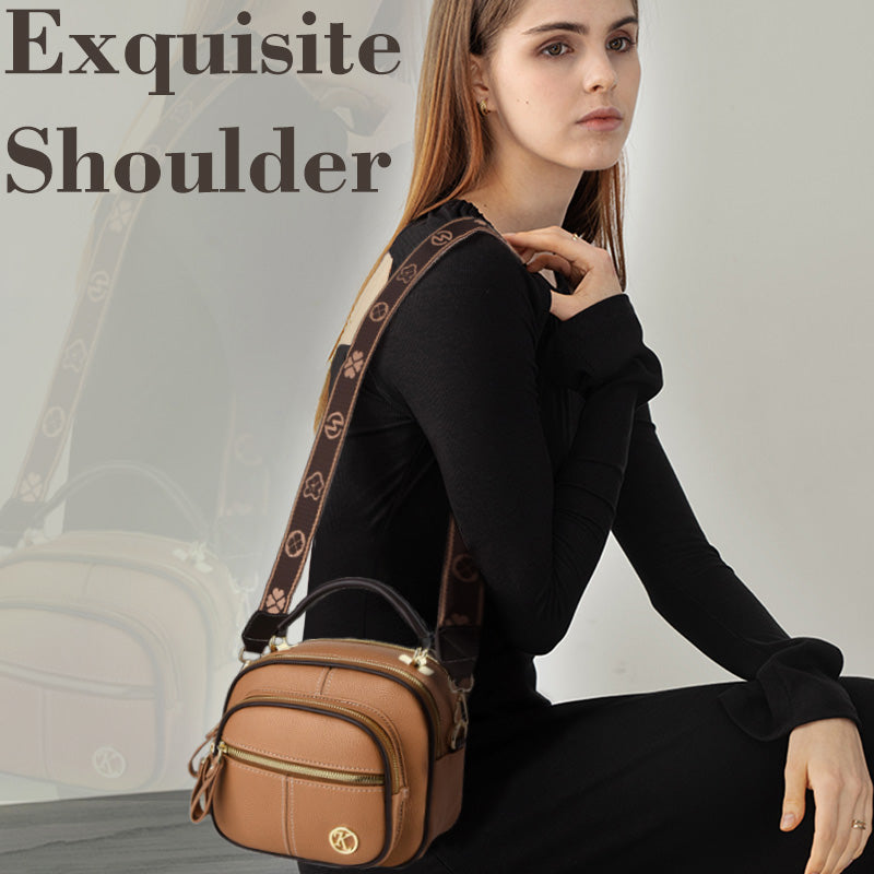 🎁Hot Sale 49% OFF⏳Classic Multifunctional Compartments Adjustable Wide Shoulder Strap PU Leather Crossbody Bag