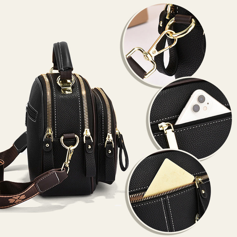 🎁Hot Sale 49% OFF⏳Classic Multifunctional Compartments Adjustable Wide Shoulder Strap PU Leather Crossbody Bag