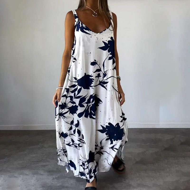 🌟Limited Time Offer 49% OFF💞Women's Floral Spaghetti Strap Sleeveless Backless Flowing Dress