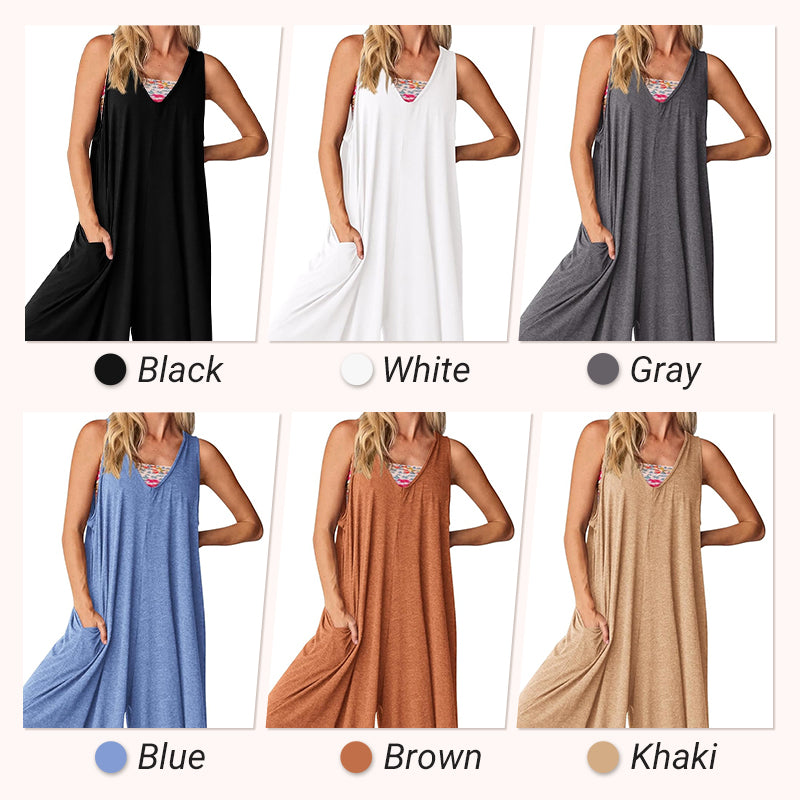 🌈🌸Women's Casual V-Neck Sleeveless Wide-Leg Jumpsuit