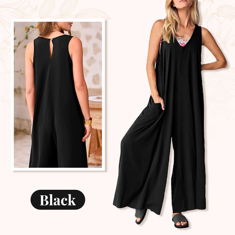 🌈🌸Women's Casual V-Neck Sleeveless Wide-Leg Jumpsuit