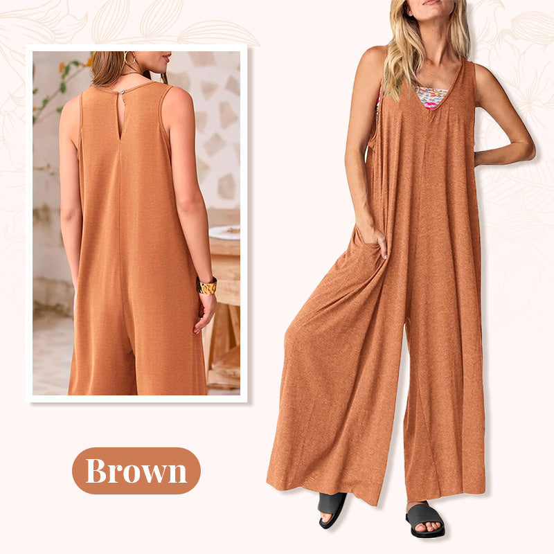 🌈🌸Women's Casual V-Neck Sleeveless Wide-Leg Jumpsuit