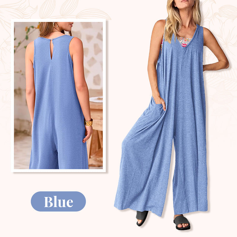 🌈🌸Women's Casual V-Neck Sleeveless Wide-Leg Jumpsuit