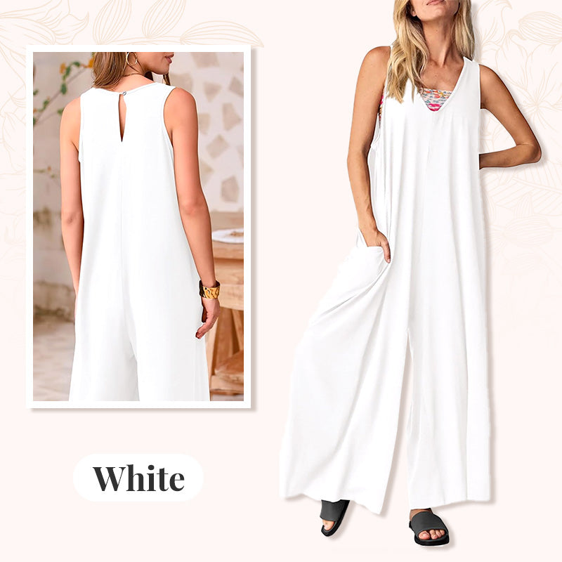 🌈🌸Women's Casual V-Neck Sleeveless Wide-Leg Jumpsuit