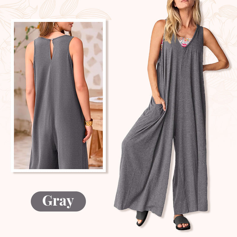 🌈🌸Women's Casual V-Neck Sleeveless Wide-Leg Jumpsuit