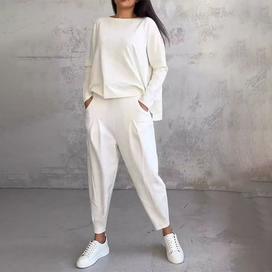 💥Free Shippping💕Round-Neck Long-Sleeved Top ＆ Pants 2-Piece Set