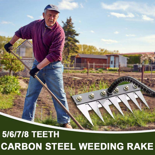 🔥Early autumn offers🍂5/6/7/8 Weed rake with carbon steel garden teeth