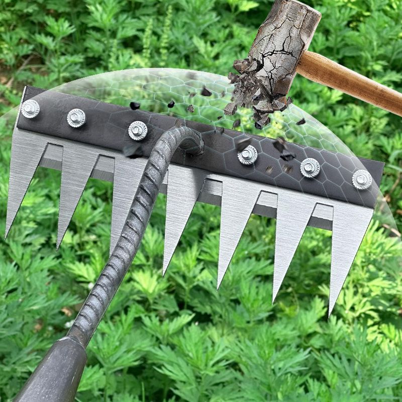 🔥Early autumn offers🍂5/6/7/8 Weed rake with carbon steel garden teeth