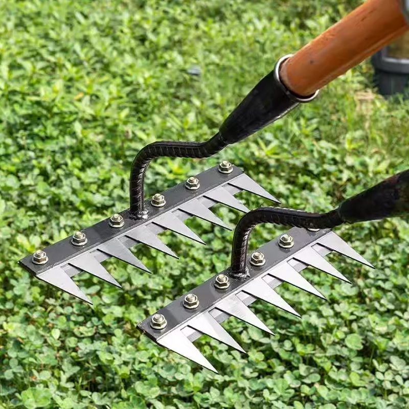 🔥Early autumn offers🍂5/6/7/8 Weed rake with carbon steel garden teeth